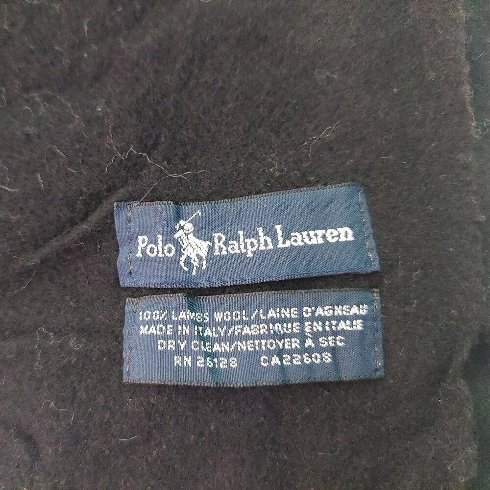 POLO Ralph Lauren Solid Black Scarf Embroidered Yellow Pony POLO Logo Scarves